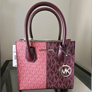 NWT MICHAEL Michael Kors Mercer Medium Two Tone Logo Crossbody Bag